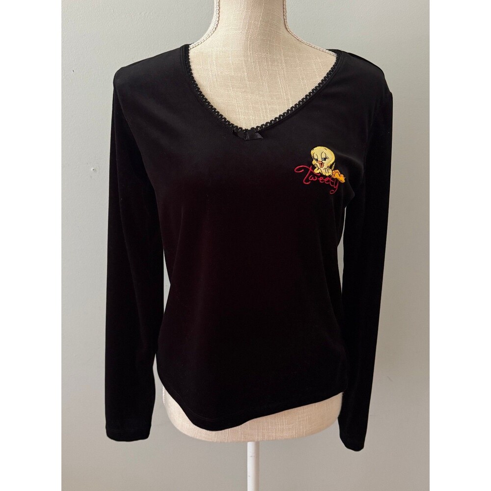 Vintage Jenny Girl Velour Tweety Bird Long Sleeve Sleep Shirt Sz Medium